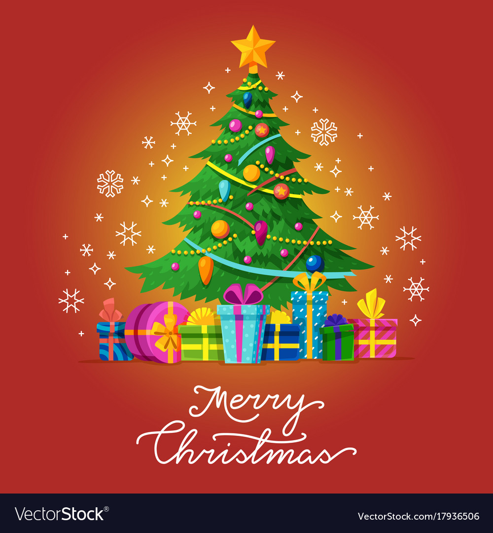 Merry christmas greeting card with xmas Royalty Free Vector