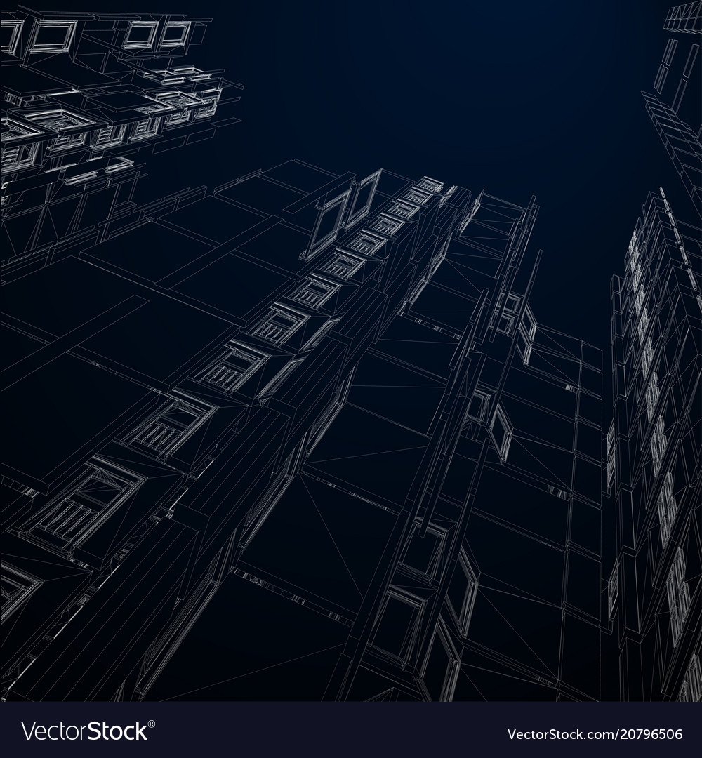 modern architecture wireframe concept of urban wireframe architecture