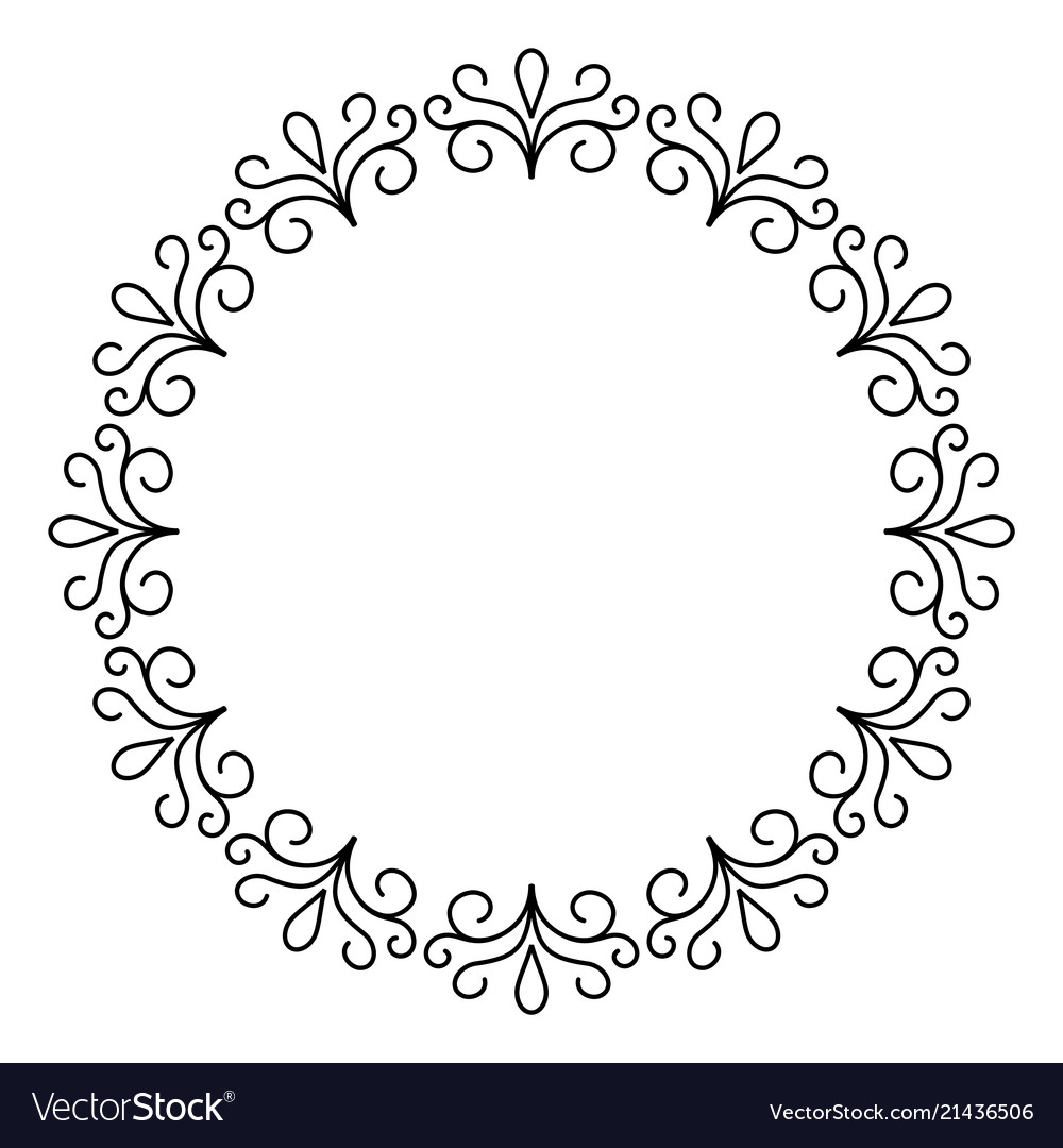 Download Outline decorative circle frame design monochrome Vector Image