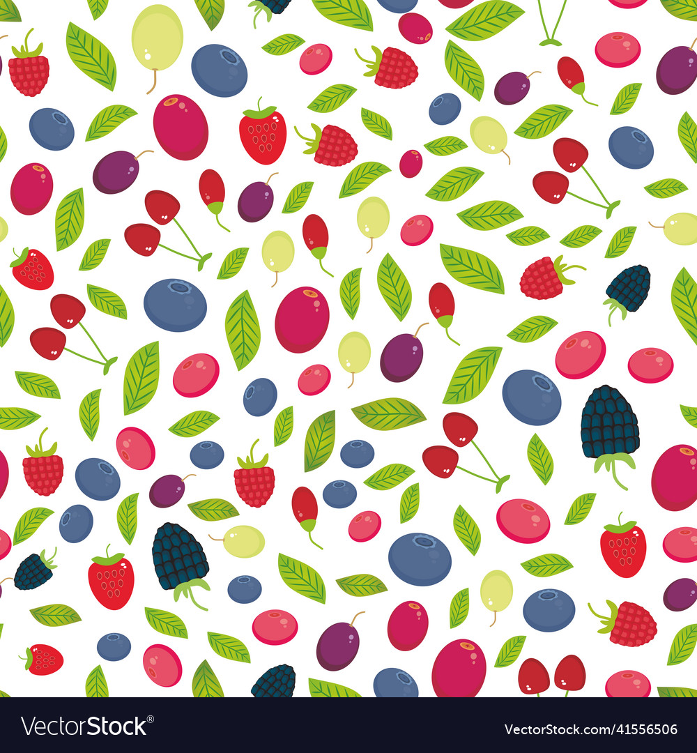 Seamless pattern with cherry strawberry raspberry vector image Seamless pattern with cherry strawberry raspberry