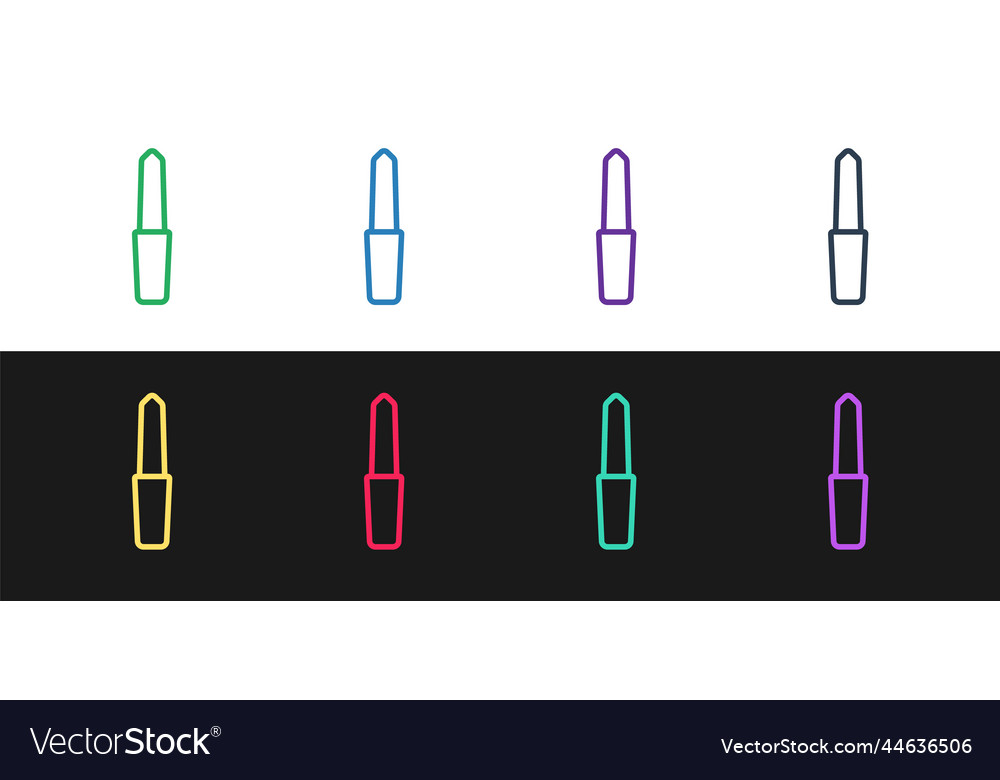 Set line nail file icon isolated on black