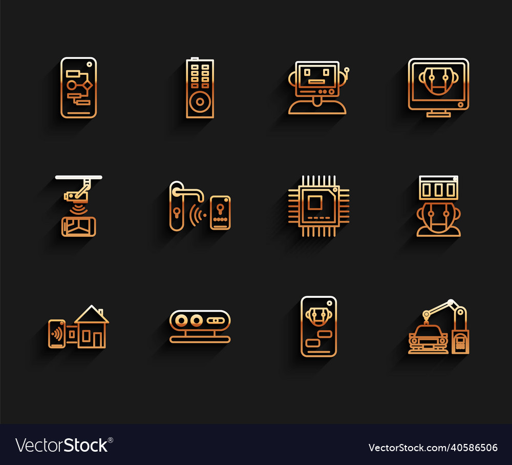 Set line smart home algorithm bot industrial vector image Set line smart home algorithm bot industrial