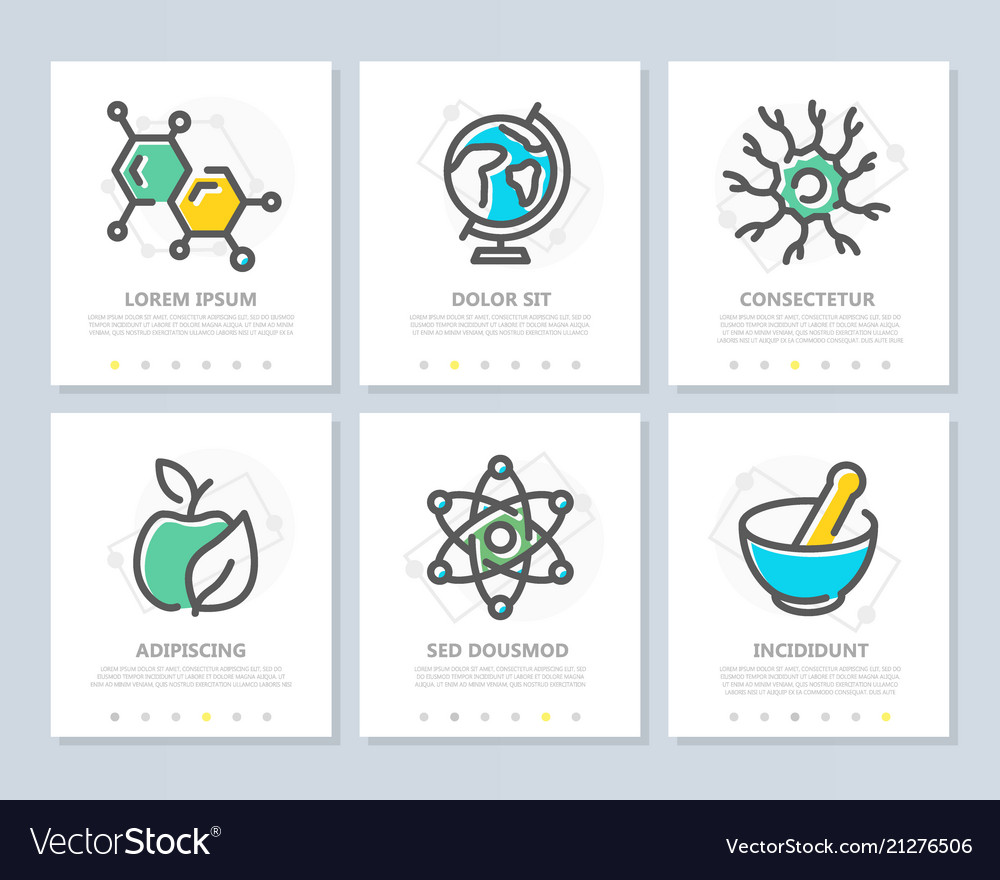 Set of science and research colored