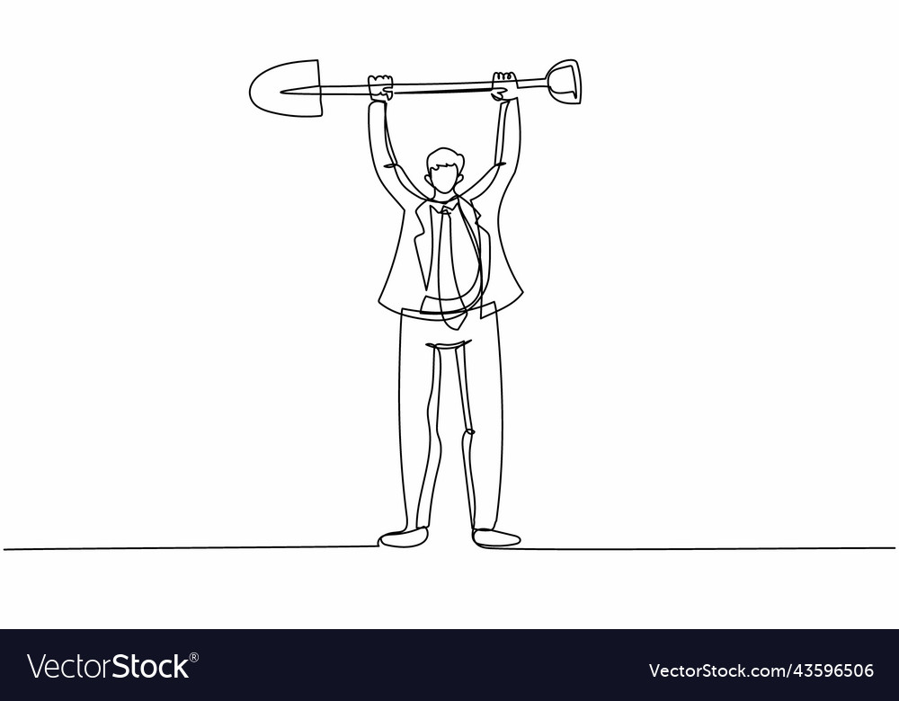 Single continuous line drawing young businessman