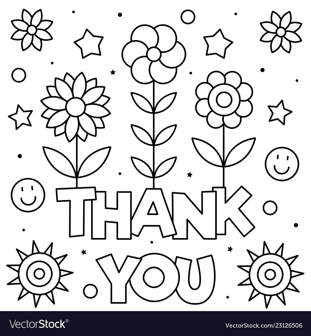 Download Thank you coloring page black and white Royalty Free Vector