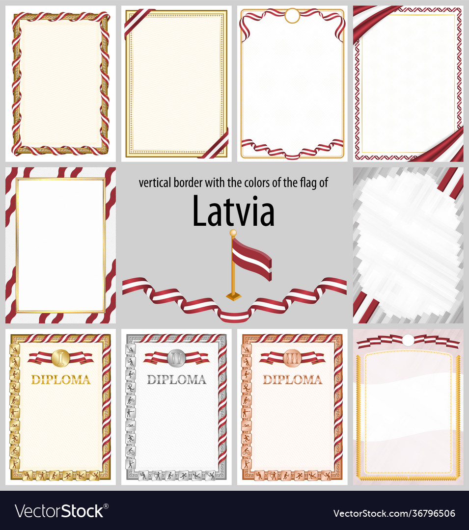 Vertical frame and border with latvia flag