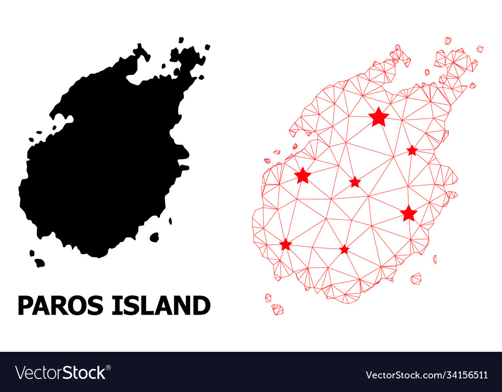 2d polygonal map paros island with red stars