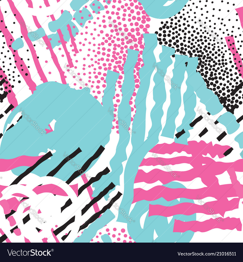 Abstract seamless pattern blots lines dots vector image Abstract seamless pattern blots lines dots