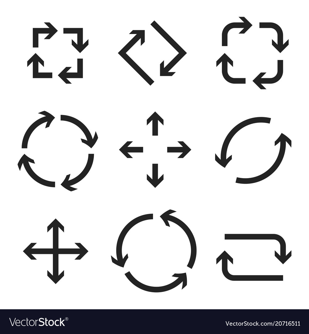 Arrows in circular motion square round oval