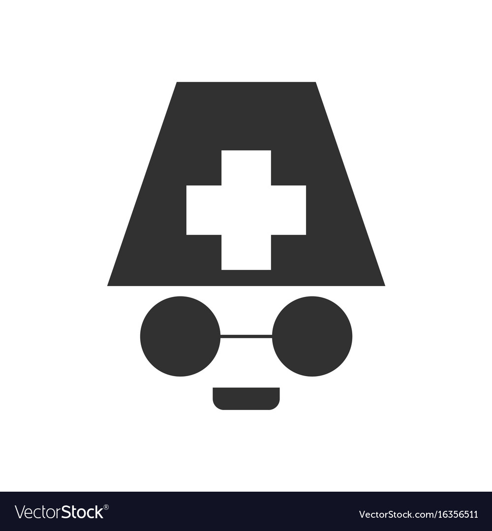 Black icon on white background doctors face