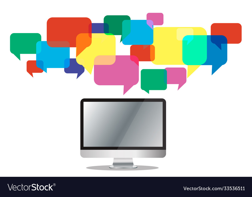 Computer with colorful chat box message