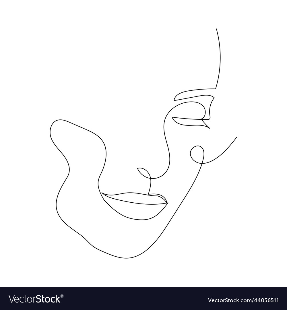 Continuous line drawing of portrait Royalty Free Vector