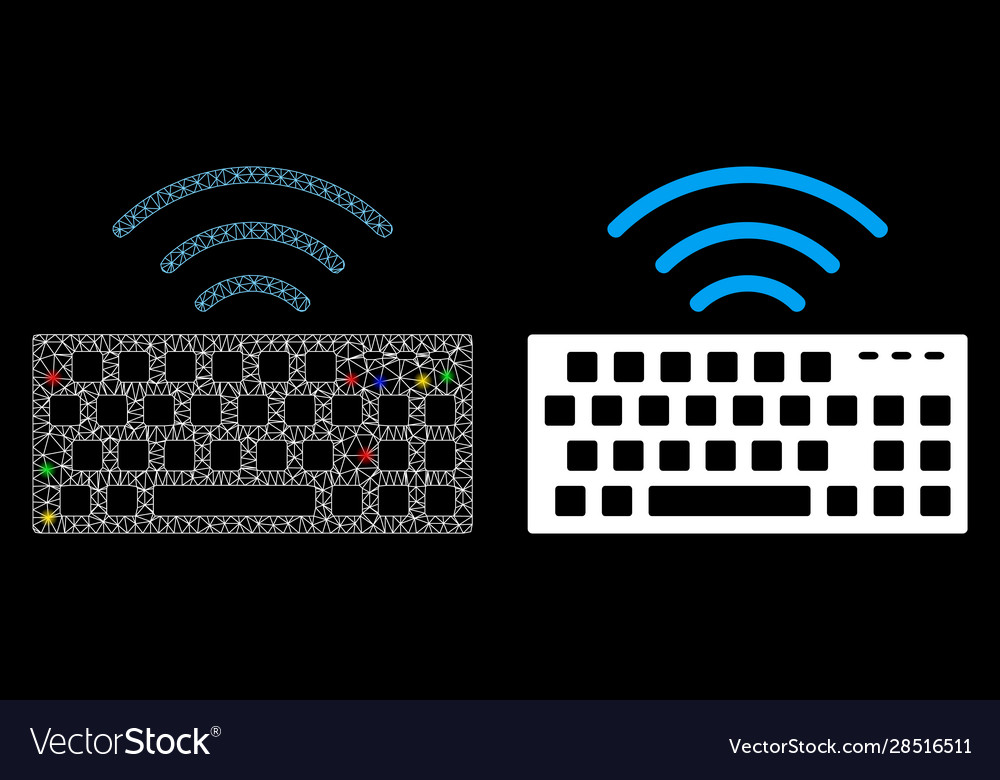 Flare mesh wire frame wireless keyboard icon vector image Flare mesh wire frame wireless keyboard icon
