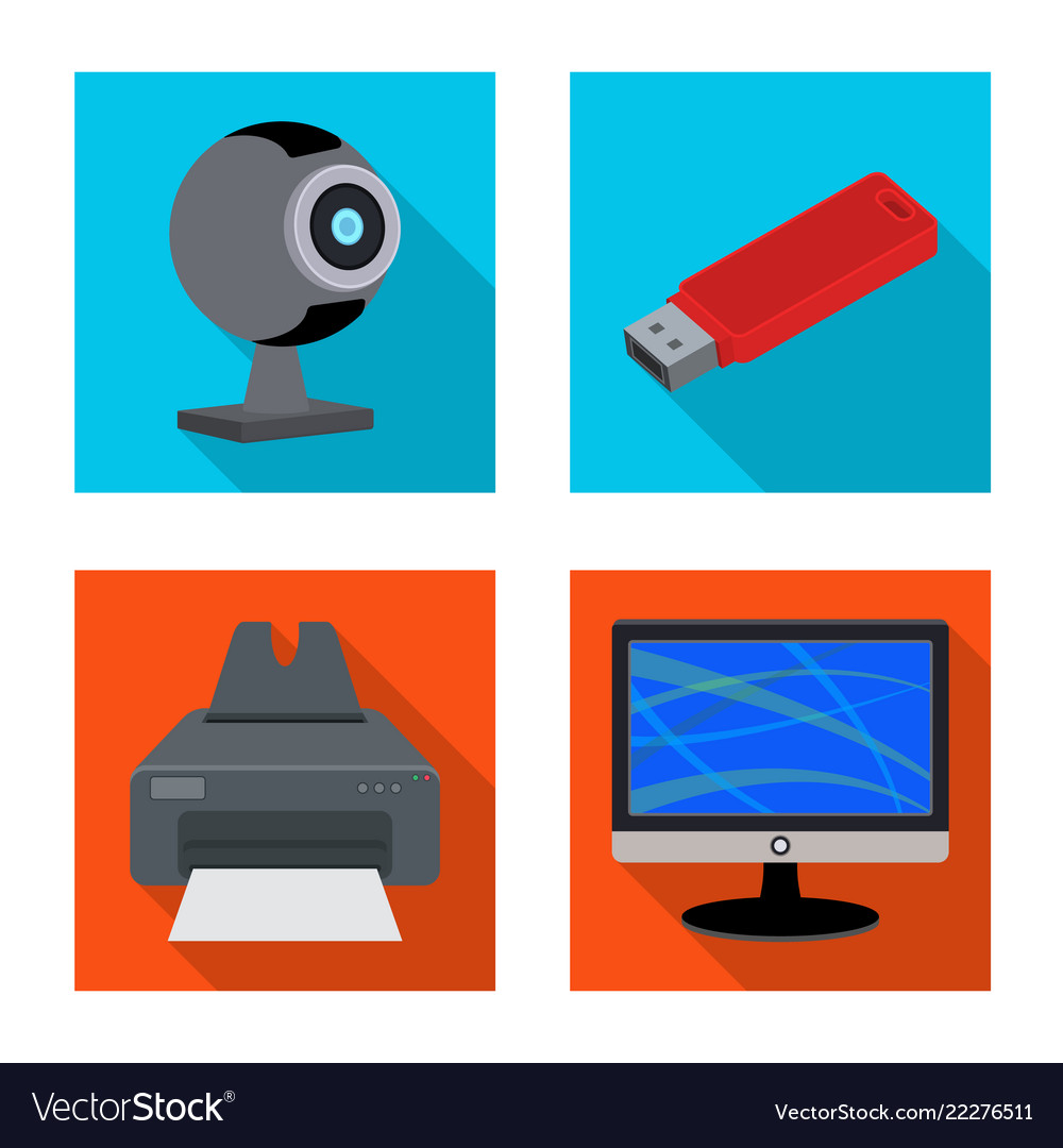 Isolated object of laptop and device sign set vector image Isolated object of laptop and device sign set