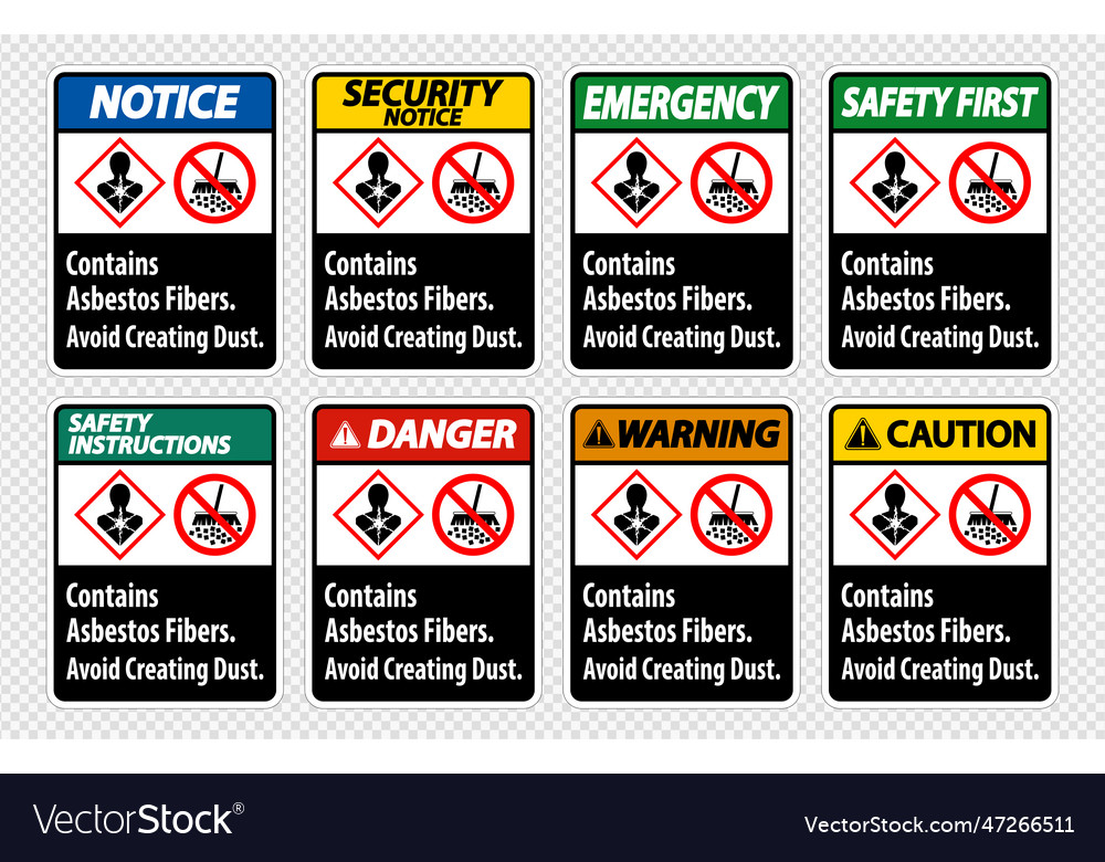 Label Contains Asbestos Fibersavoid Creating Dust Vector Image