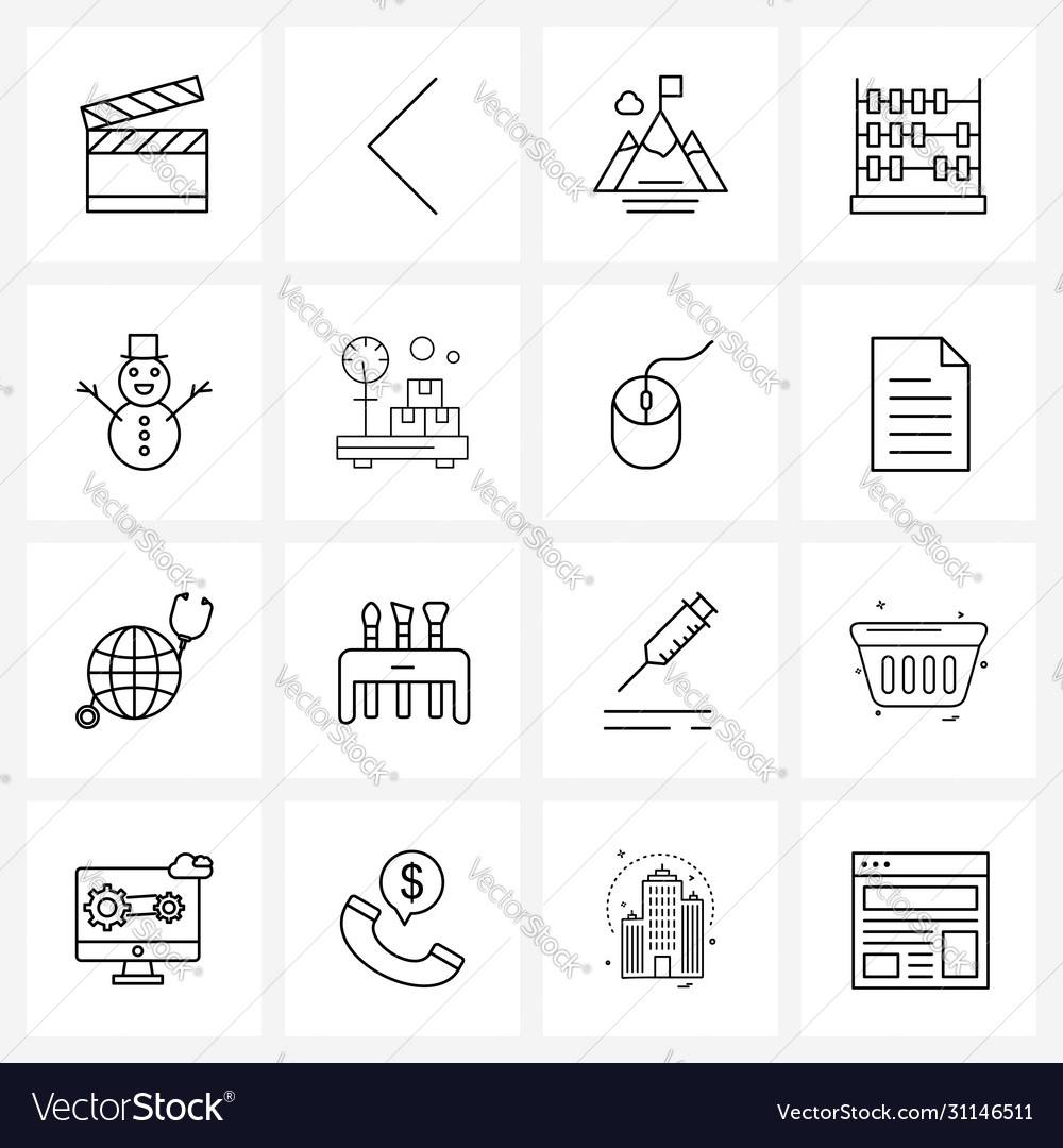 Modern style set 16 line pictograph grid based