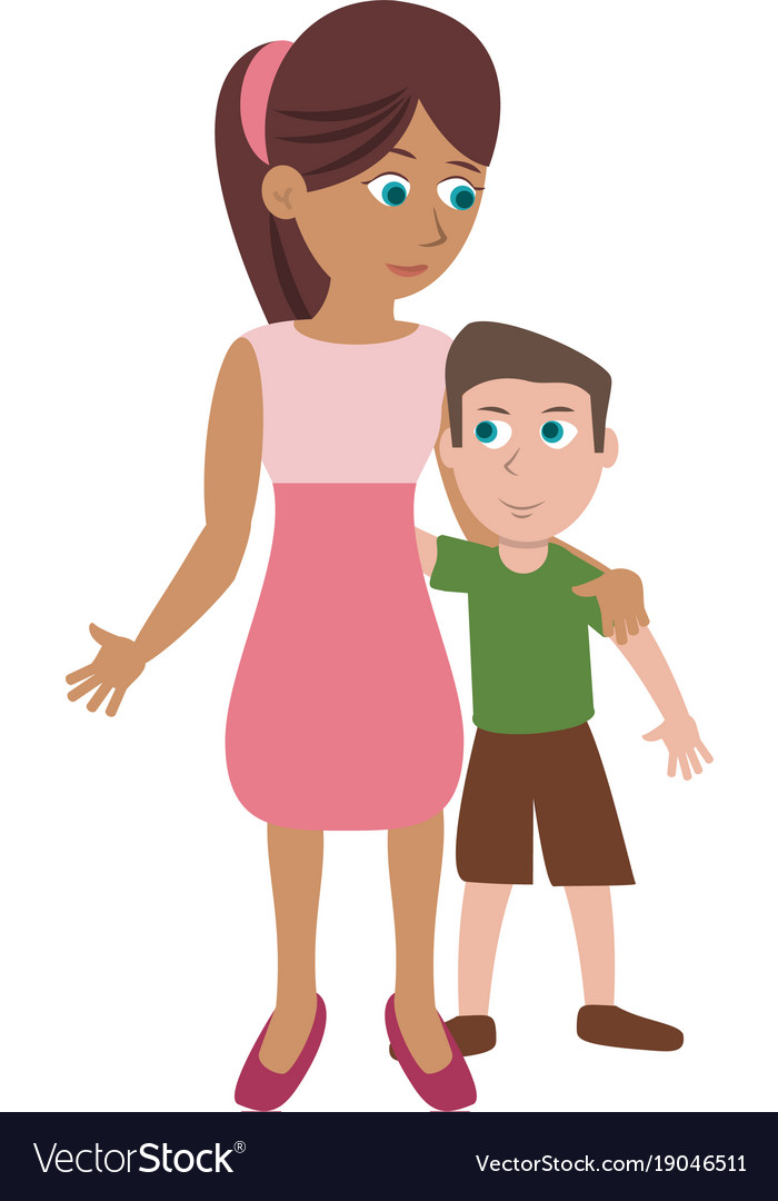 Mom and son cartoon Royalty Free Vector Image - VectorStock