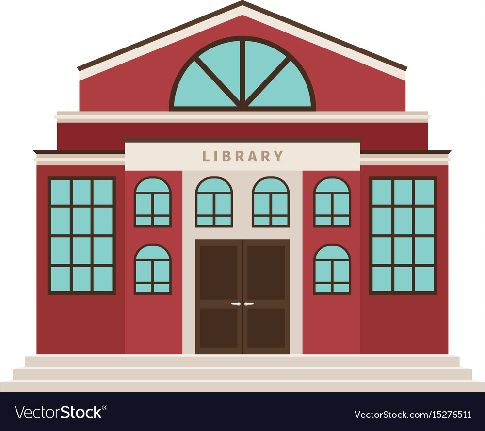 Download Red library cartoon building icon Royalty Free Vector Image