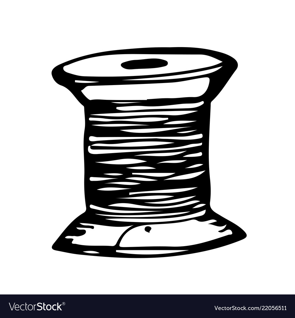 Reel cotton hand draw doodle design Royalty Free Vector