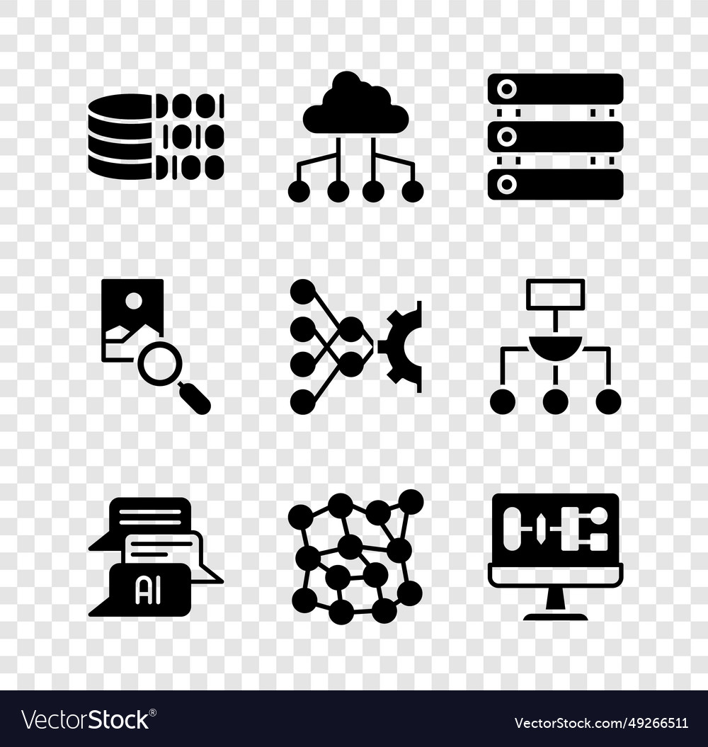 Binärcode Netzwerk Cloud-Verbindung Server einstellen vector image Binärcode Netzwerk Cloud-Verbindung Server einstellen