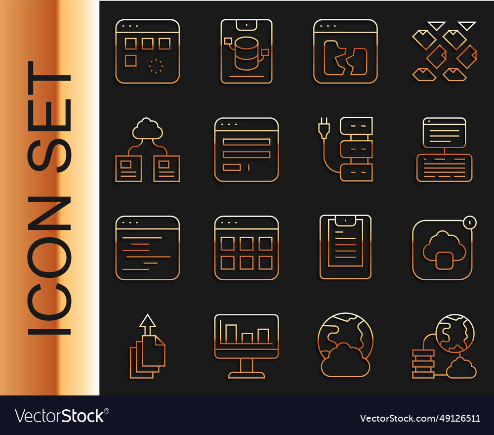 Set line network cloud connection Vector Image Set line network cloud connection