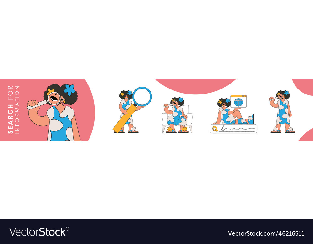 Set of character for the topic searching Vector Image Set of character for the topic searching