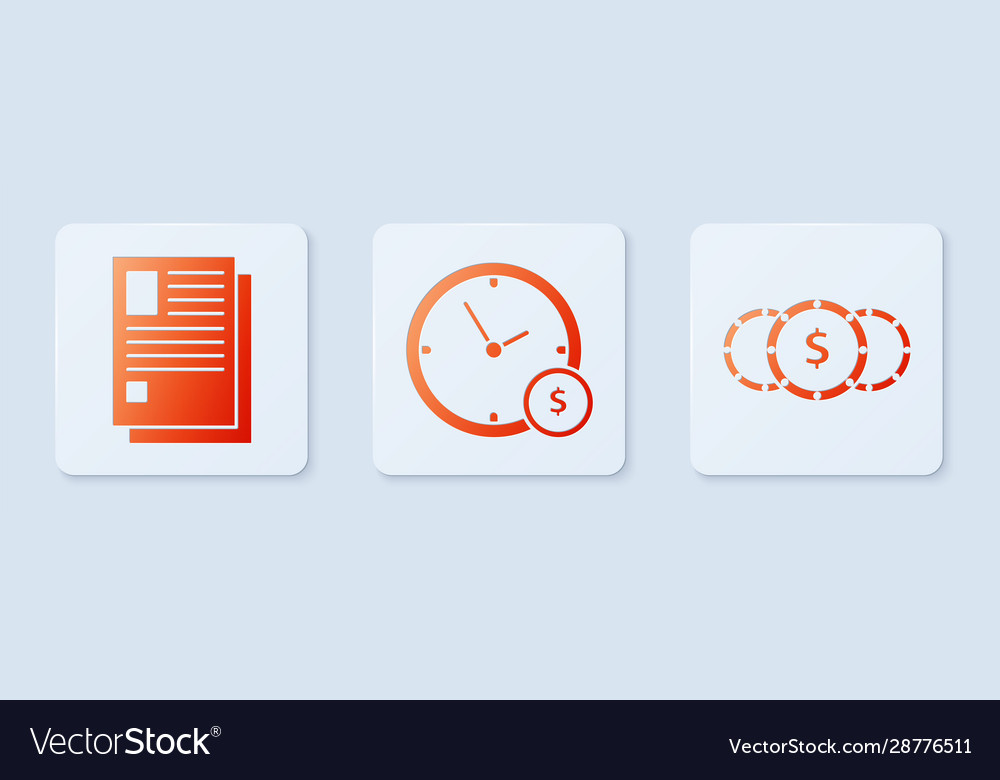 Set time is money file document and coin vector image Set time is money file document and coin