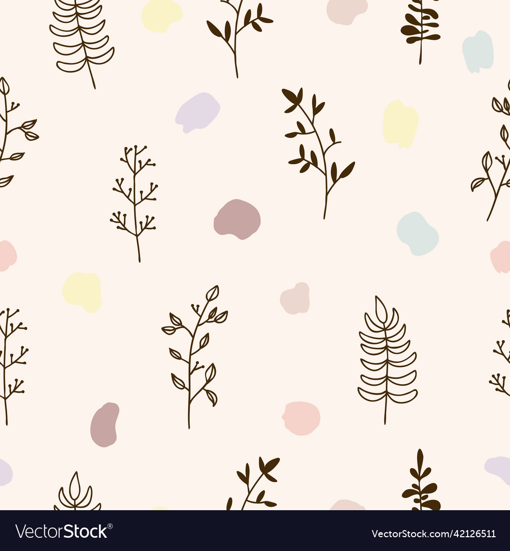 Simple and cute seamless pattern with twigs