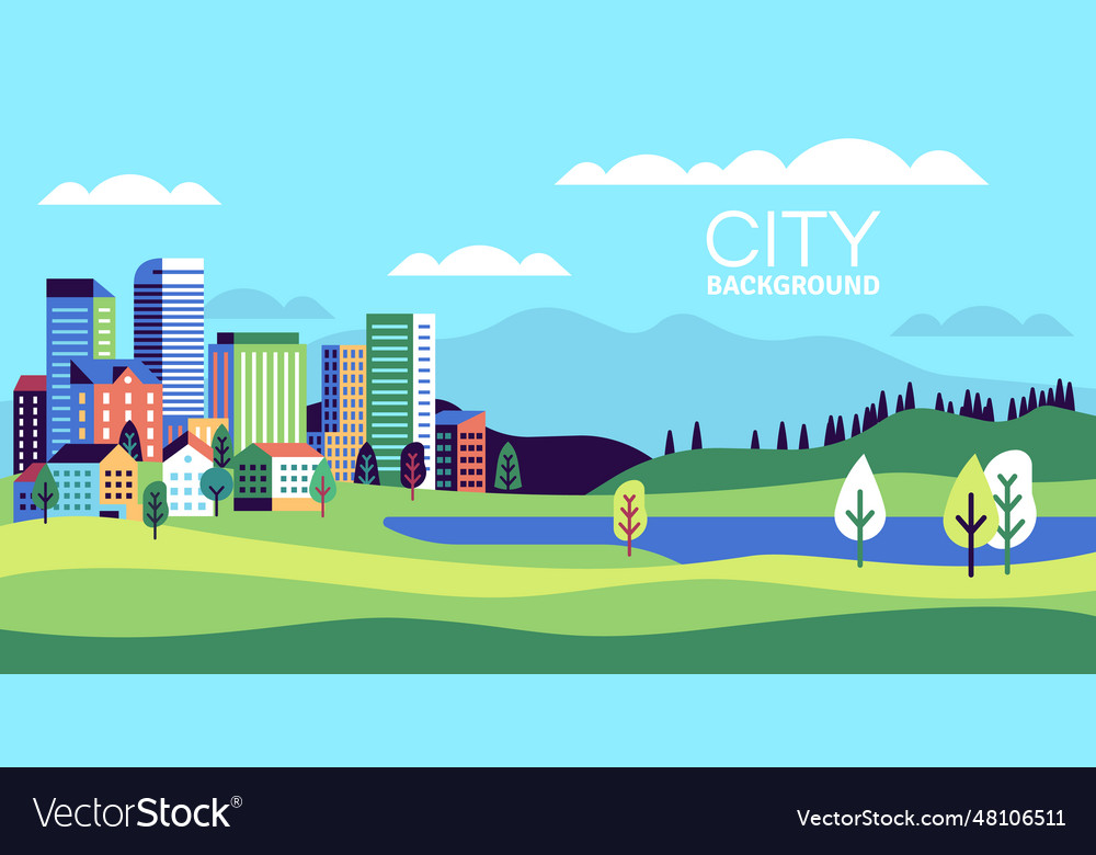 Simple landscape with buildings urban skyline