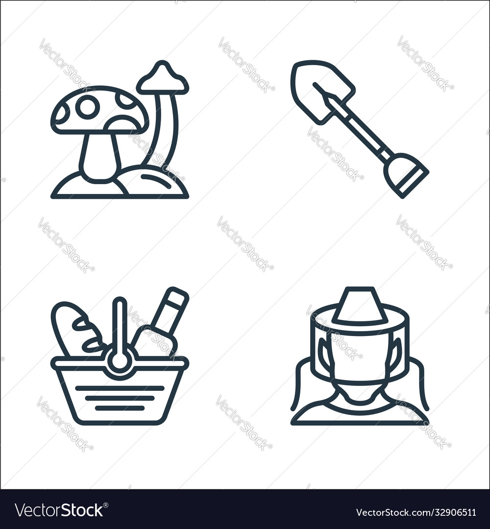 Spring line icons linear set quality vector image Spring line icons linear set quality