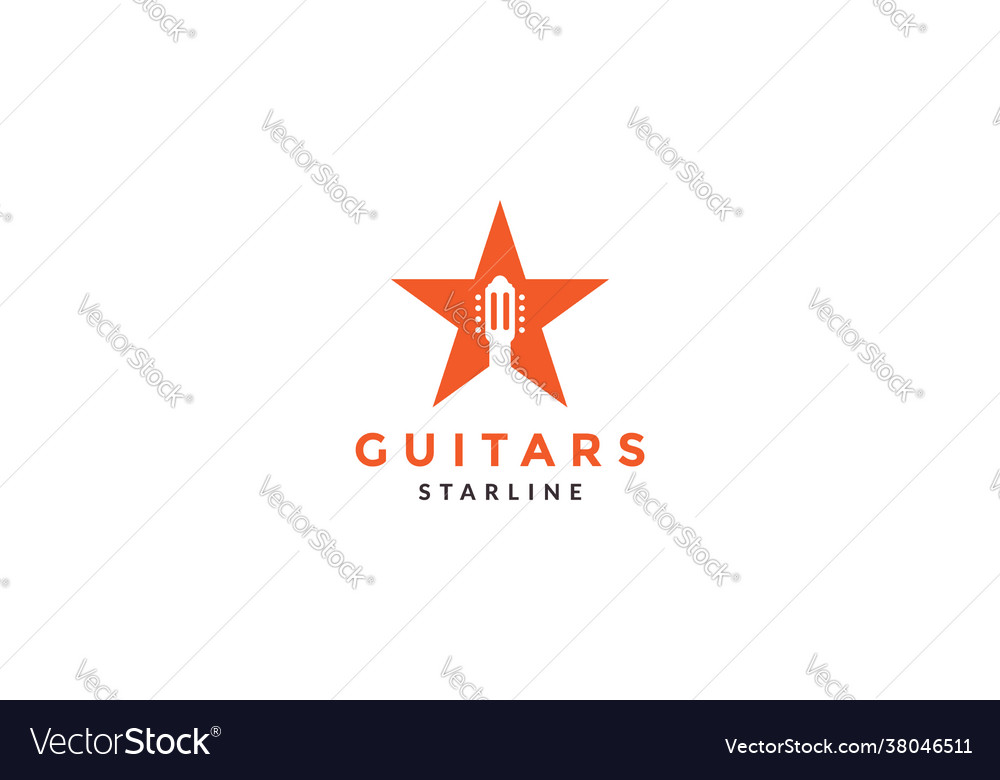 Star with guitar logo symbol icon graphic design