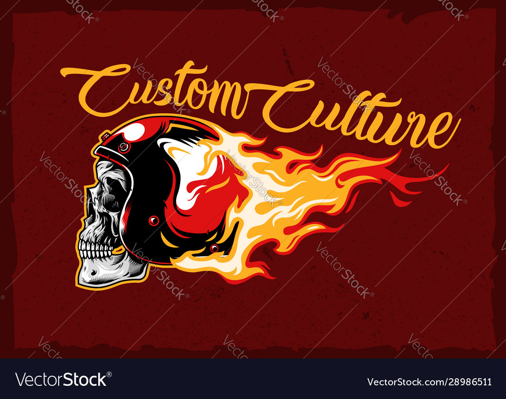 Stock burning skull helmet emblem vector image Stock burning skull helmet emblem