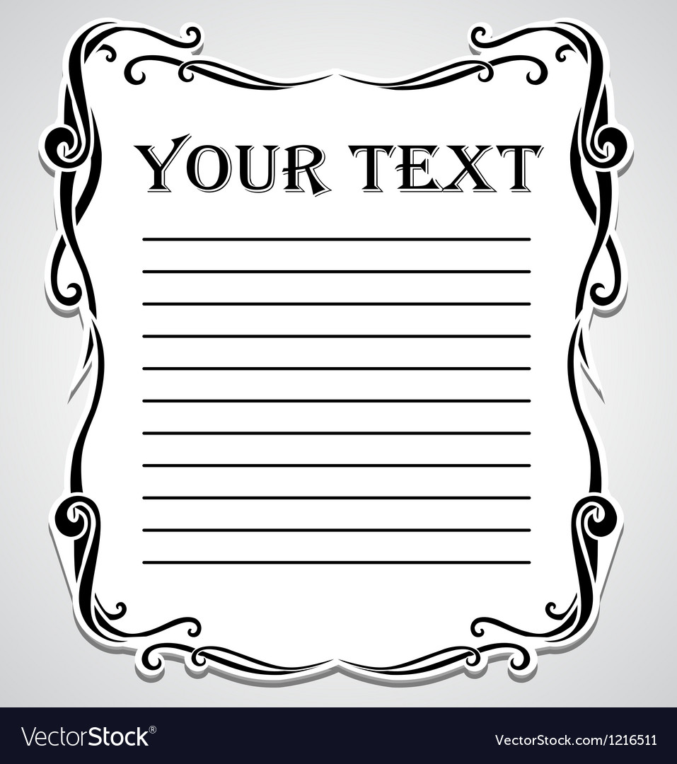 Swirls frame with sample title and place for text