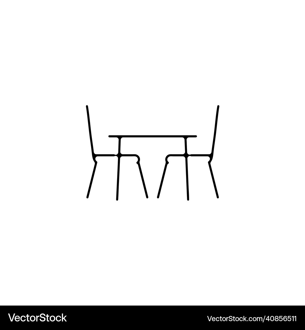 Table with chair thin line icon with chairs Vector Image