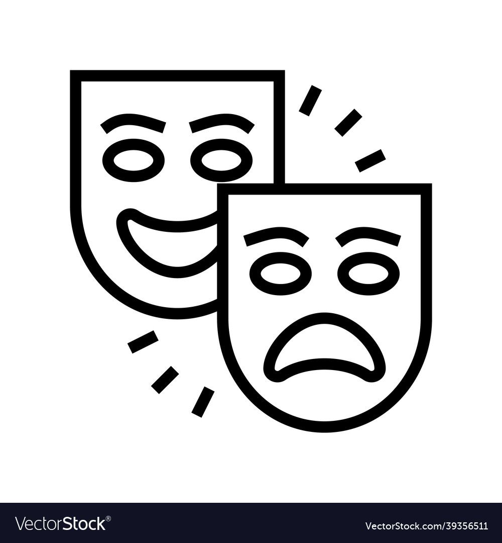 Theater tragedy and comedy line icon Royalty Free Vector