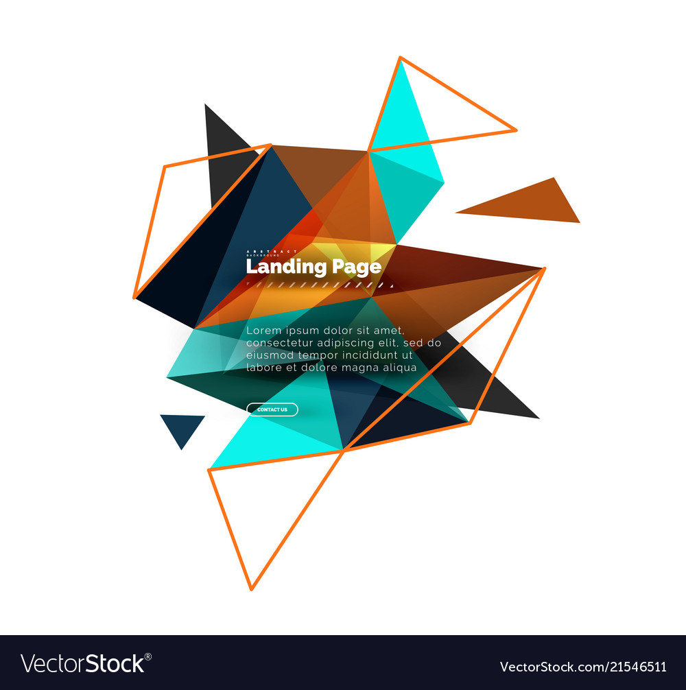Triangular design abstract background landing vector image Triangular design abstract background landing