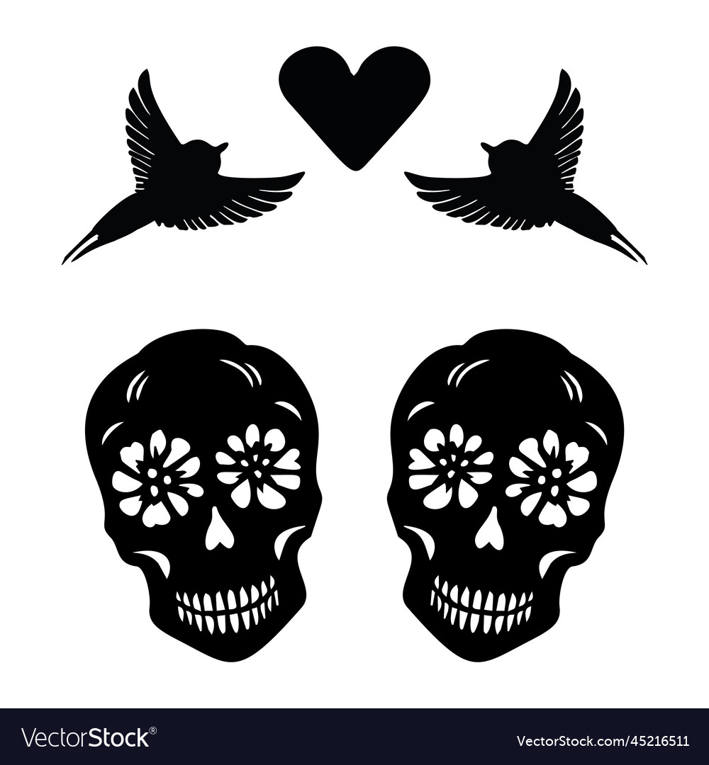 Valentines day gay lgbt skull tattoo graphic Vector Image