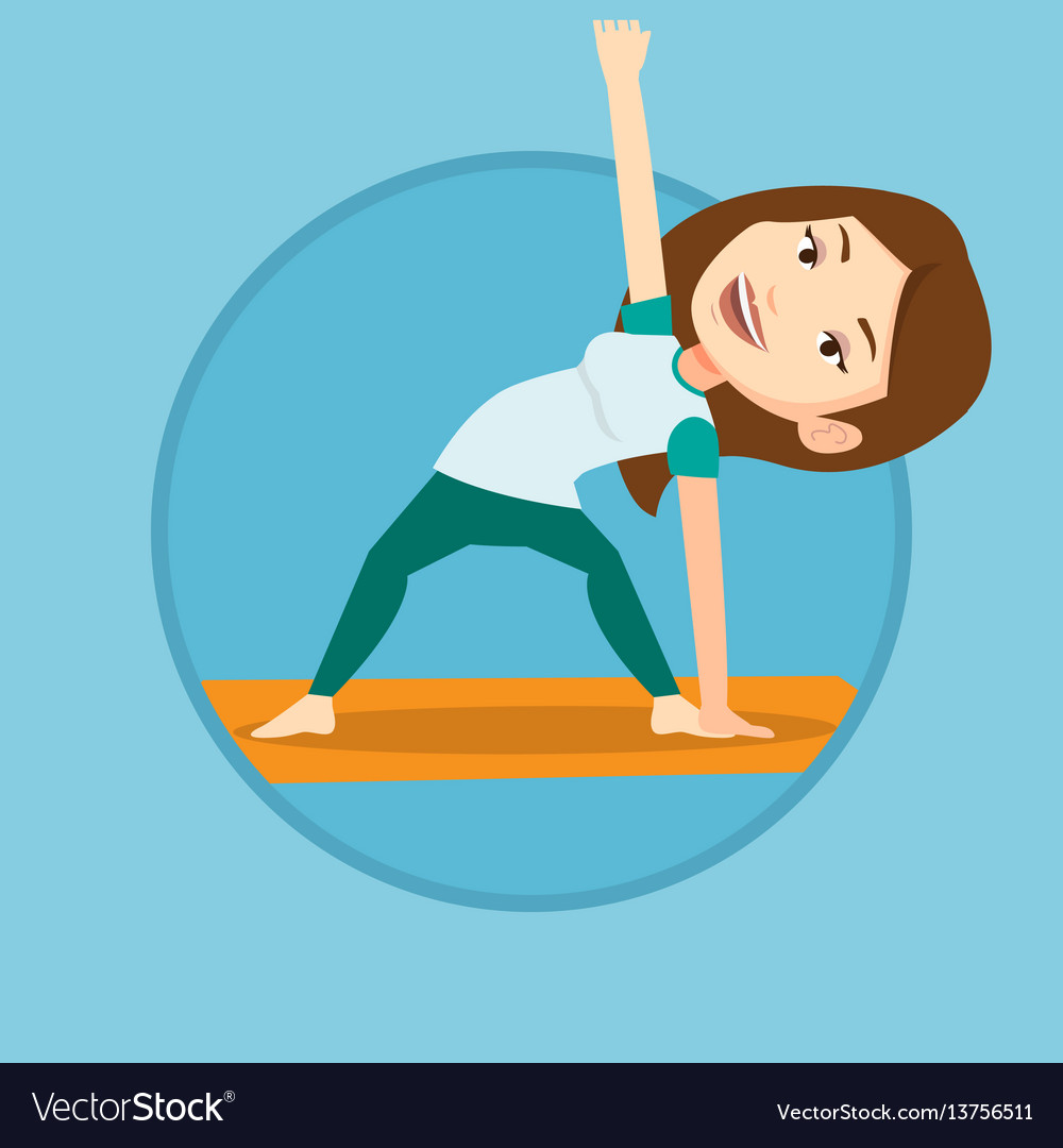 Woman practicing yoga triangle pose Royalty Free Vector