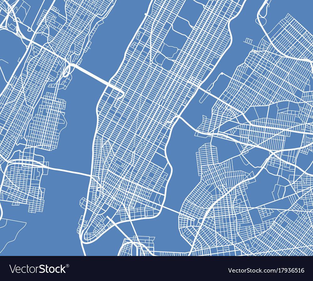 Street Map Of Nyc Aerial View Usa New York City Street Map Vector Image