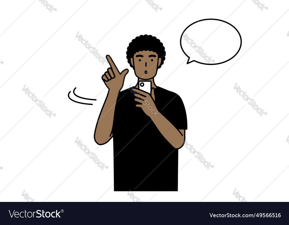 African-american man operating a smartphone Vector Image