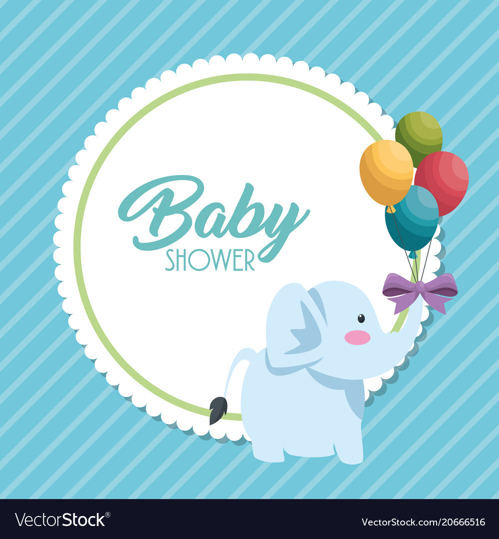 Bashower card with cute elephant Royalty Free Vector Image