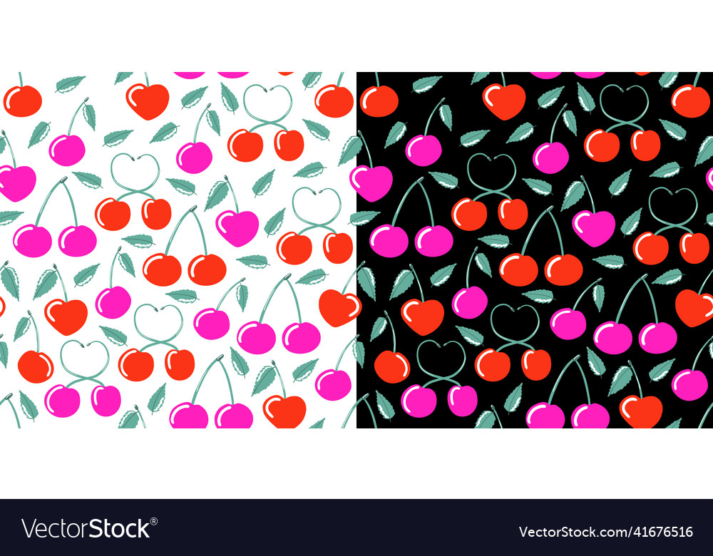 Cherry hand-drawn valentine seamless pattern