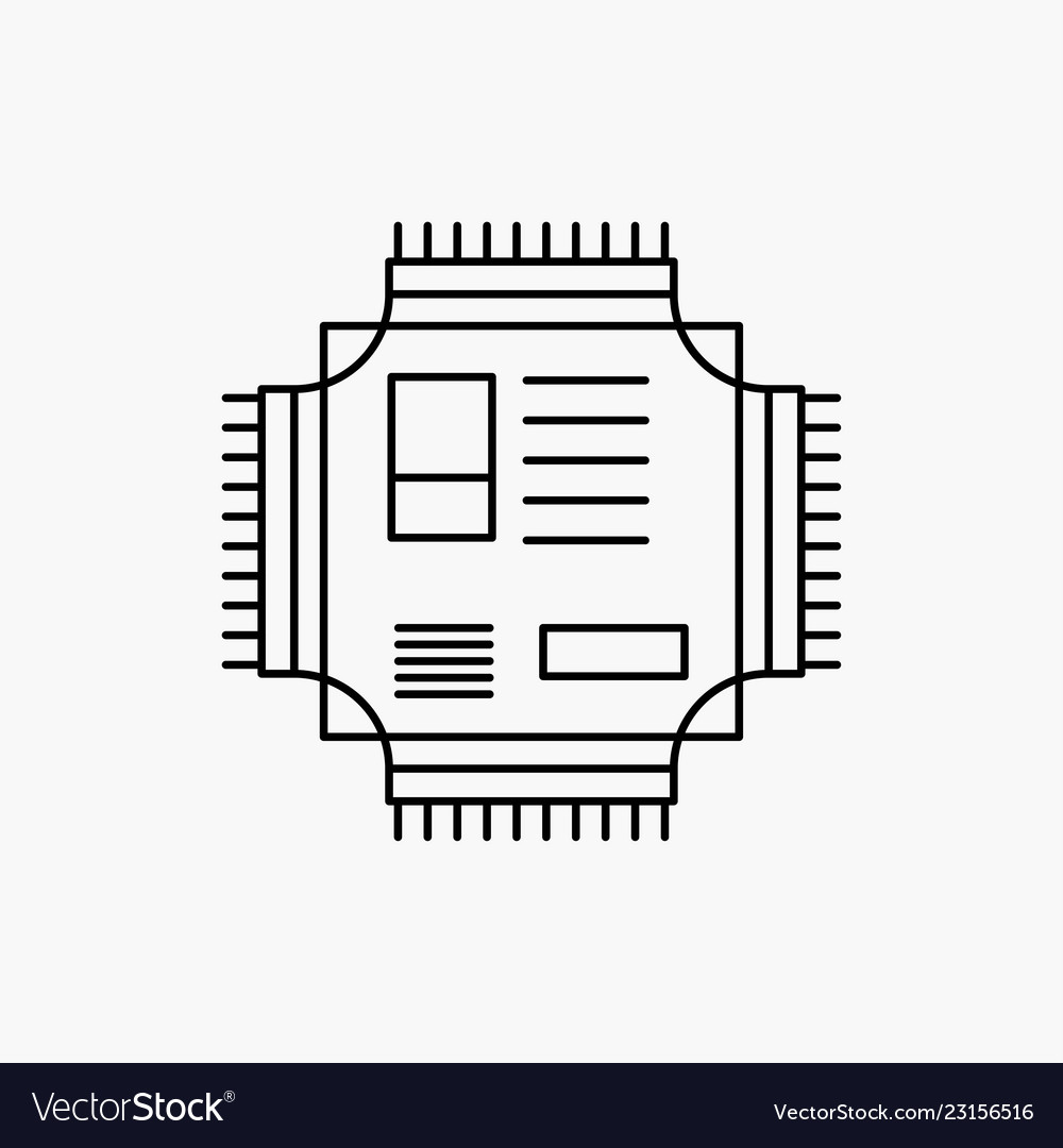 Chip cpu microchip processor technology line icon vector image Chip cpu microchip processor technology line icon