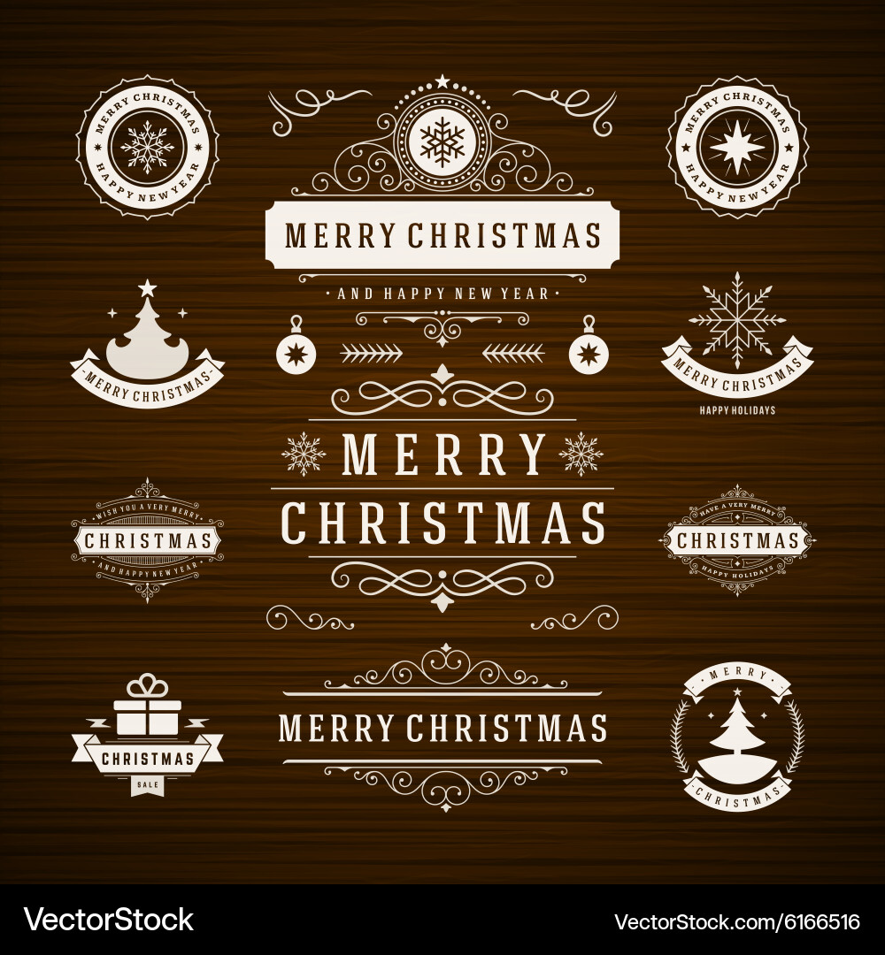Christmas decorations design elements Royalty Free Vector