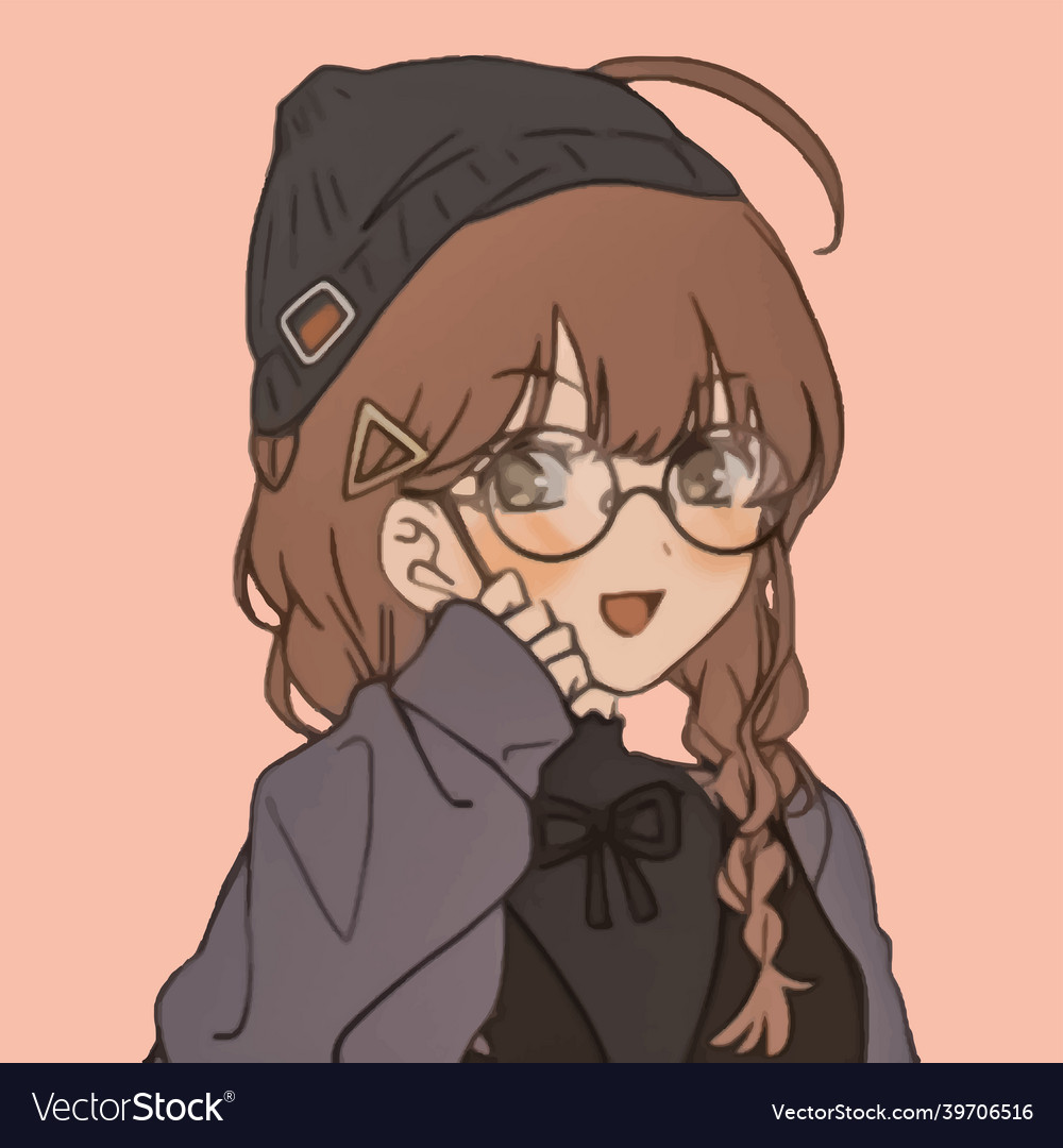 illustration of anime girl with glasses Stock Photo