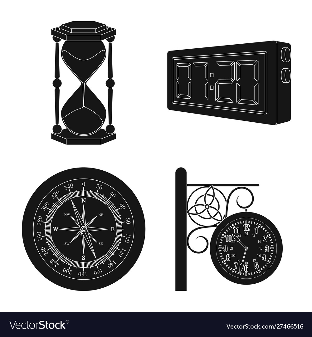Design clock and time sign collection vector image Design clock and time sign collection