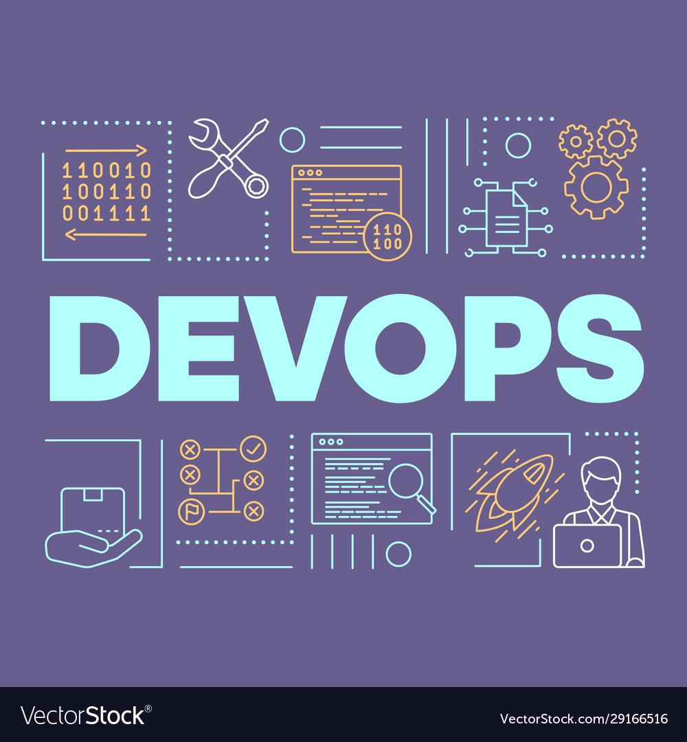 Devops word concepts banner binary system vector image Devops word concepts banner binary system