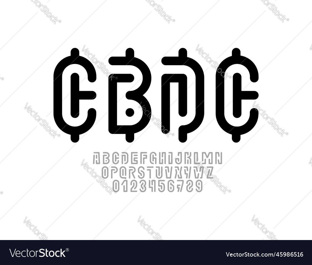 Digital future font alphabet from thin segment Vector Image Digital future font alphabet from thin segment