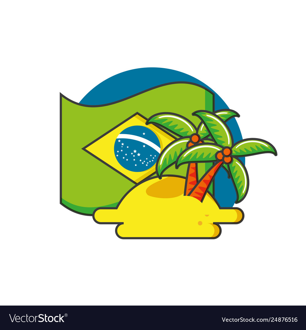 Flag brazil with tree palm