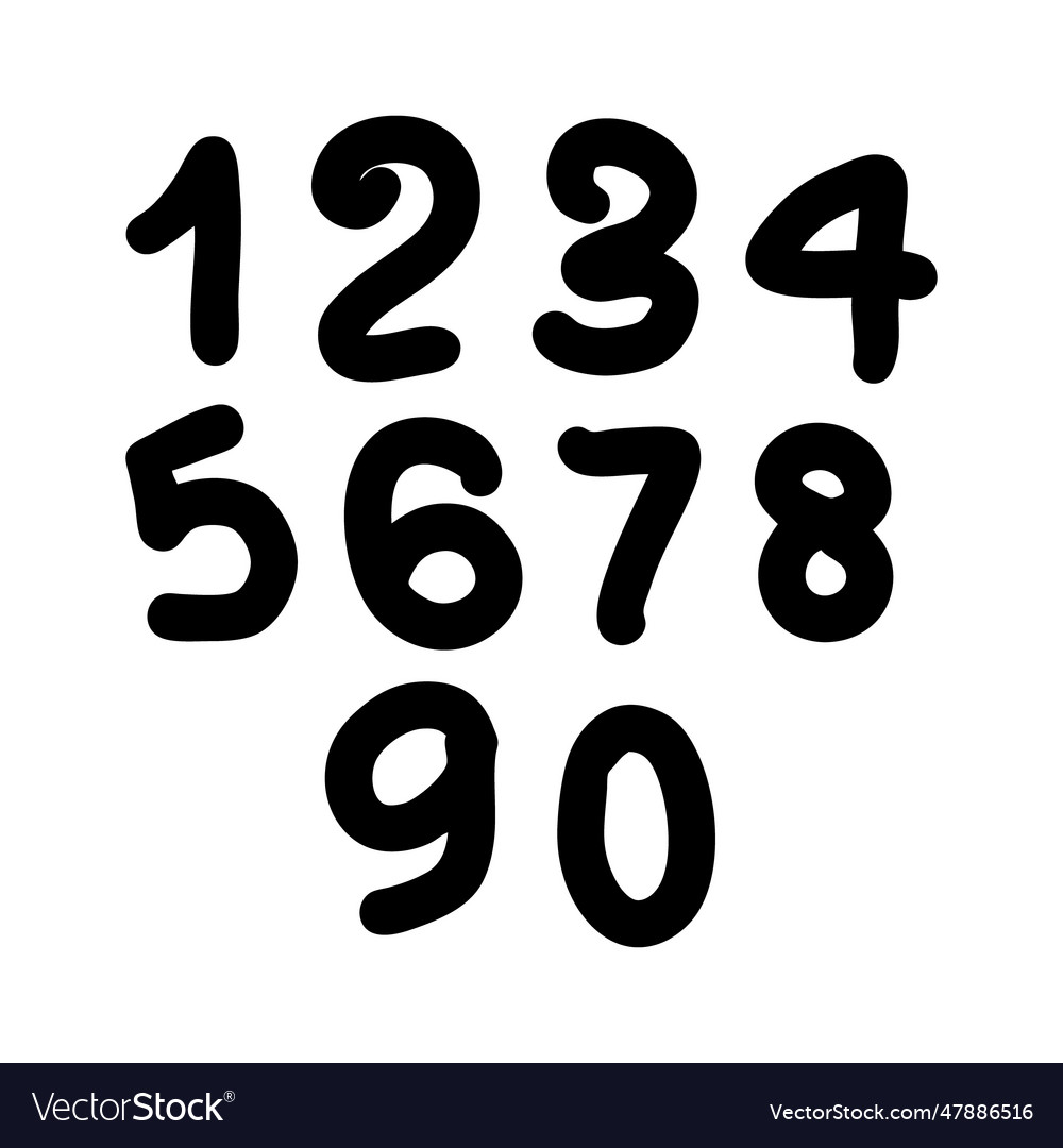 Hand drawn bold numbers collection Royalty Free Vector Image